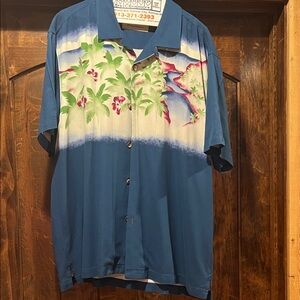 Tommy Bahama Blue and Green Floral Men's Shirt